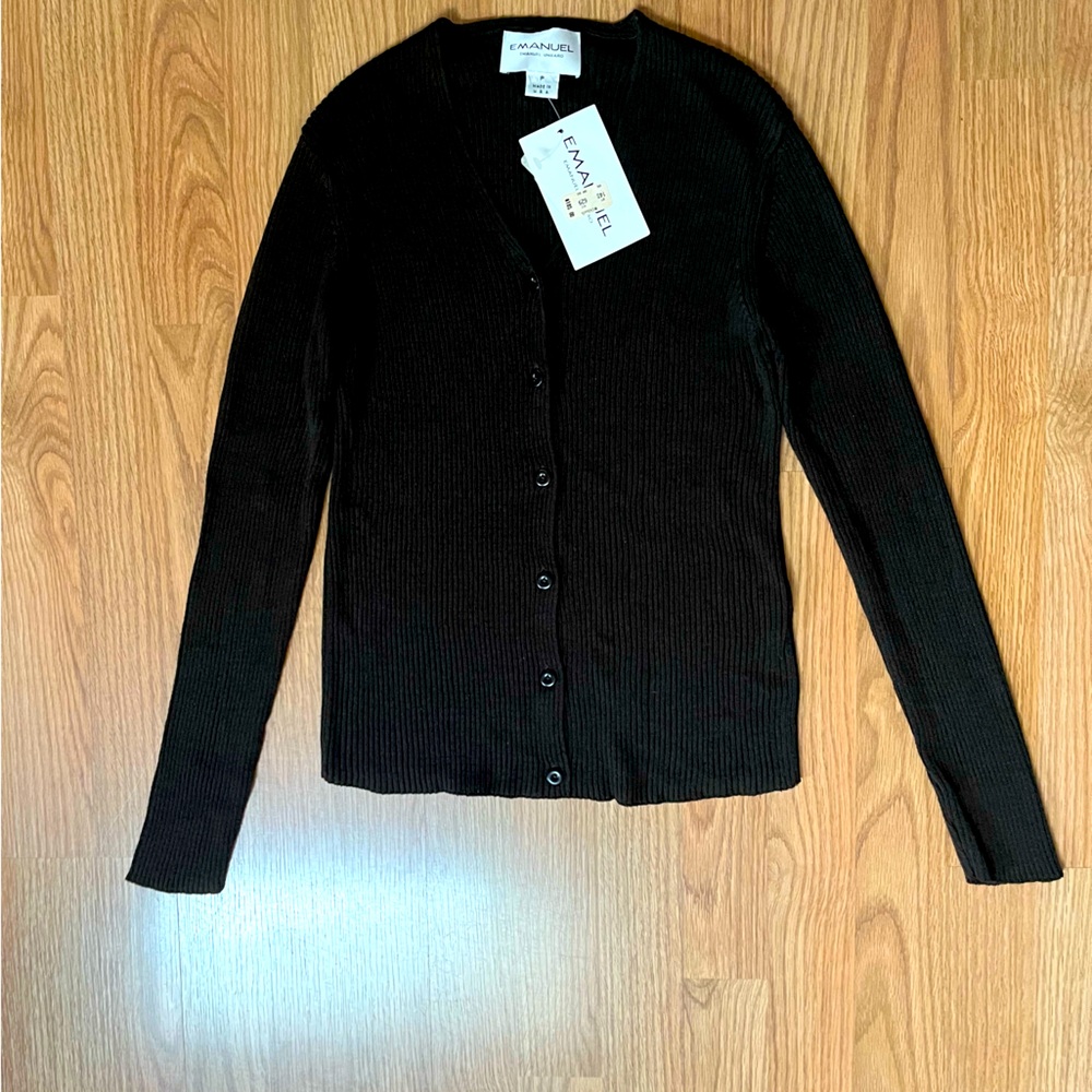 RAFFAELLO ROSSI Black V-Neck Cardigan Sweater